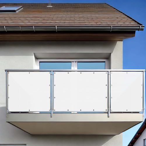 Cache balcon 135x340 cm stop vis-à-vis et vent avec cette couverture blanche - 2