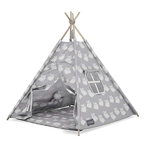 Elfique - Tienda de campaña para niños, con techo gris con búhos