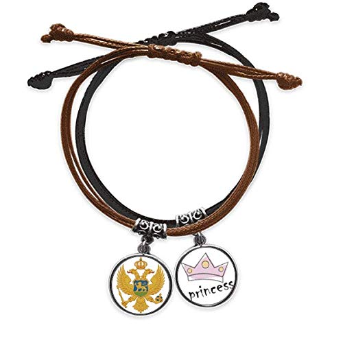 Pulsera de cuero y cuerda con emblema nacional de Montenegro DIYthinker para mano