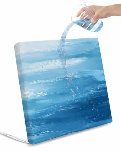 2 Pack Sky Blue Ocean Waterproof Cushion Covers with Ties, Outdoor Patio Chaise Lounge Chair Seat Cushion Slip Covers Replacement(Only Cover) Abstract Oil Painting Coastal Wave 20