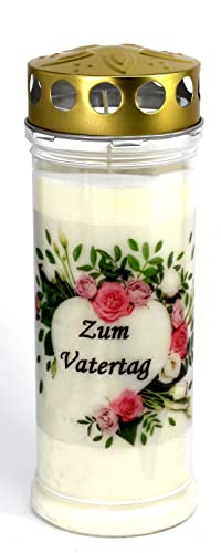 Kerzen Junglas - Grabkerze Vatertag mit 7 Tagen Brenndauer, (3792), schöne Grablichter mit Motiv, Grabkerzen mit Deckel, Grabschmuck wetterfest, Trauerkerzen mit Spruch, Friedhofskerzen