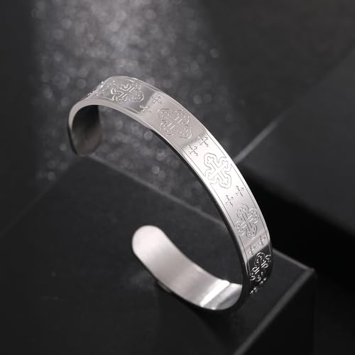 NIGHTCRUZ Botonee Cross Cuff Bangle, Stainless Steel Jesus Crucifix Bangle, Religious Faith Jewelry for Women Men4