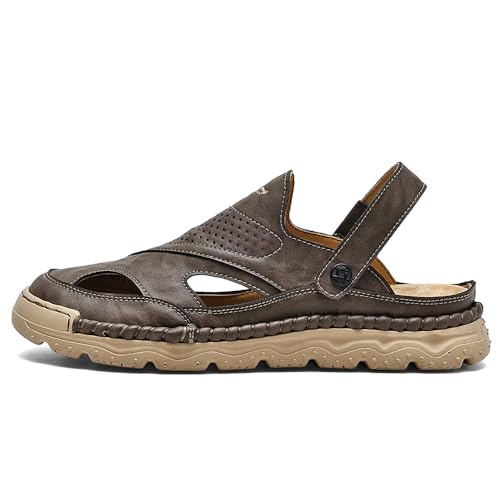 Men'S Handmade Sandals Outdoor Leather Closed Toe Beach Shoes2