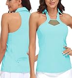 TrendiMax Womens Sleeveless Golf Shirt Mesh Racerback Polo Shirts Moisture Wicking Athletic Workout
