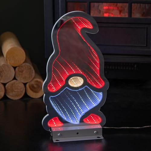 Image of 30cm LED Infinity Christmas Gonk Decoration with Red Hat & Metal Base