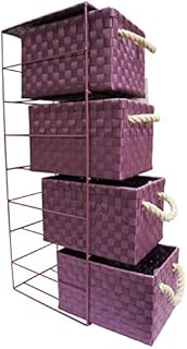 Arpan 4 Drawer Polypropylene Tower Storage Cabinet Unit With Chrome Wire Frame - Purple