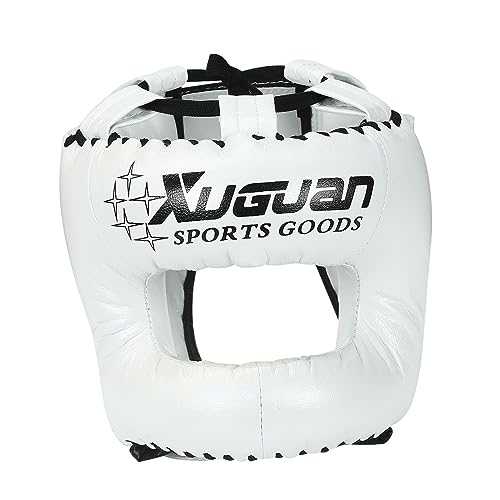 LOVIVER Casco de Boxeo, Entrenamiento de MMA, Acolchado Ajustable, Casco de Muay Thai, Kickboxing, Artes Marciales, Karate, Equipamiento Corporal de, Blanco, l