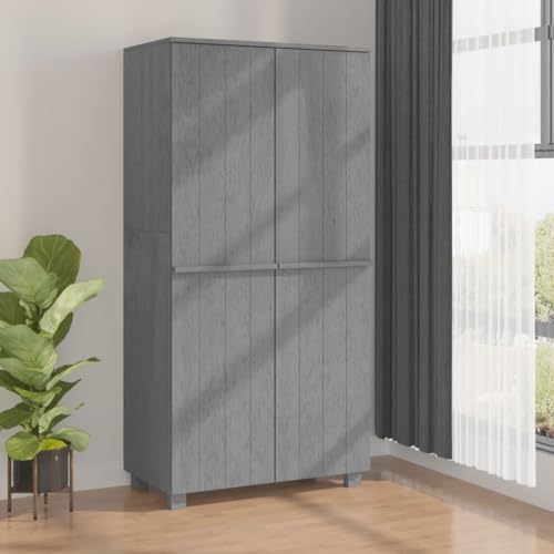 Emmtore Armario HAMAR Madera Maciza Pino Gris Oscuro 89x50x180 cm