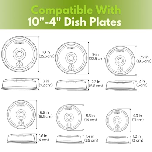 Image of Flexzion Microwave Plate Covers Set of 5 - BPA-Free Microwave Cover with Adjustable Steam Vent, Dishwasher Safe Microwave Splatter Cover, Transparent Plastic Food Covers for Microwave Cooking