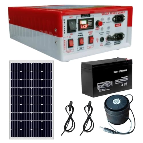 Kamal Agrotech zhatka Machine Solar Fence Protector Kit, 15kV, 50 Acre Coverage, with Charger (Zhatka Machine with Solar Panel & 12ah -14v Battery)