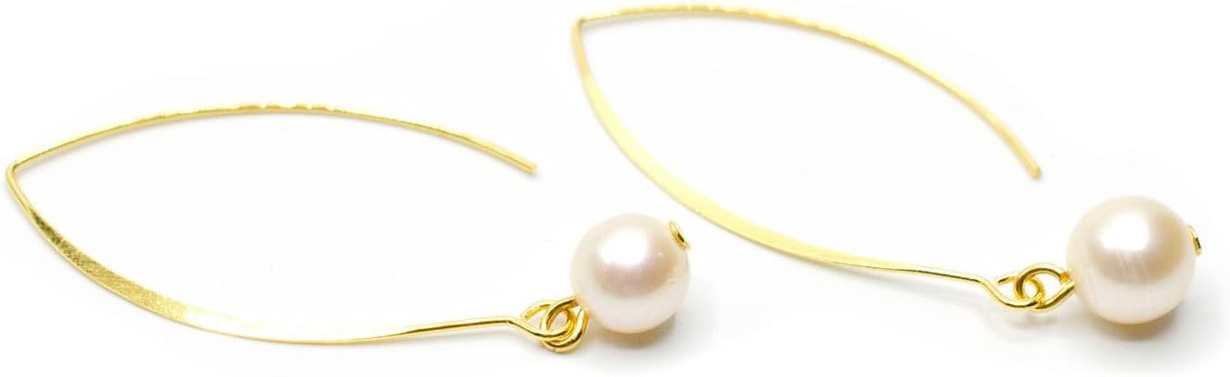 Miniblings White Pearls Beads Earrings Gold Pull Through - Handmade Fashion Jewelry - Earring