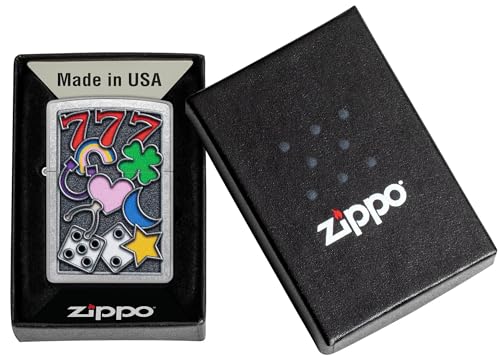 Image of Zippo All Luck Design Street Chrome, Pocket Fuel Windproof Premium Lighter (BIS Certifed)