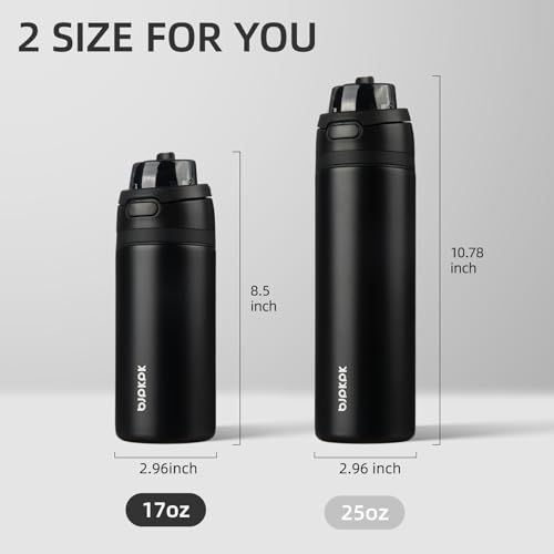 Image of BJPKPK 17oz Insulated Water Bottle with Straw Lid & Handle, Stainless Steel | Leak-Proof 2-in-1 Straw & Spout Lid, BPA-Free Vacuum Insulated Bottle Fits Cup Holders for Gym, Office, Travel & Outdoor