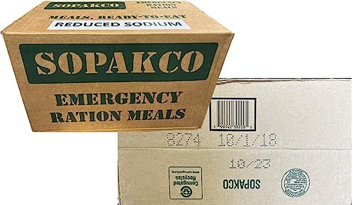 Case of 14 SOPAKCO MRE Reduced Sodium Emergency Ration Meals - Ready to Eat Factory Sealed and Banded 7020 01/22