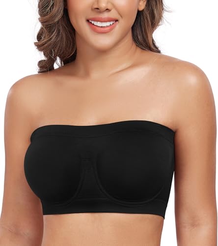 DotVol Sujetador Básico sin Tirantes con Aros Multiposiciones para Mujer (L,Negro)