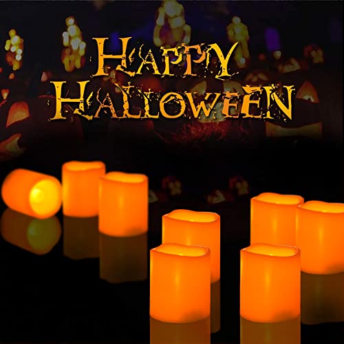 Image of Orange Battery Operated Flameless LED Votive Candles for Halloween 24 Pack