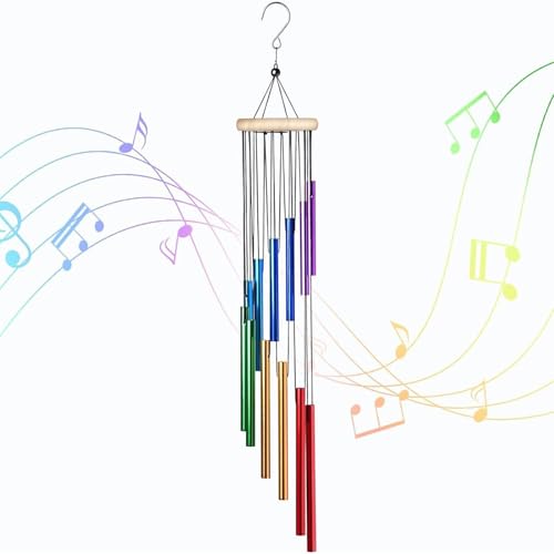 pclapora Windspiele, Buntes Musik-Windspiel, Windspiele Aluminiumrohre, Garden Wind Chimes, Windspiel für Draußen Hängend für Drinnen Draußen, Garten, Hof Heim, Deko