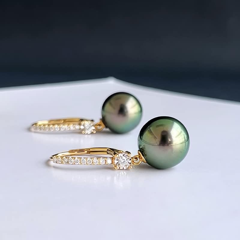 Real Pearl Earrings for Women With Genuine 10-10.5mm AAAA Quality Grey Tahitian Cultured Pearls Earring | 925 Sterling Silver Plated 18K Gold Pearl Gifts for Women Her Grandma Wife - Image 2