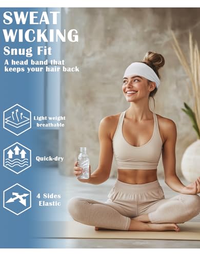 Image of Headbands for Men & Women, Sweat Headband Non-Slip Sweatband Sports Running Cycling Yoga Basketball Workout Football Training