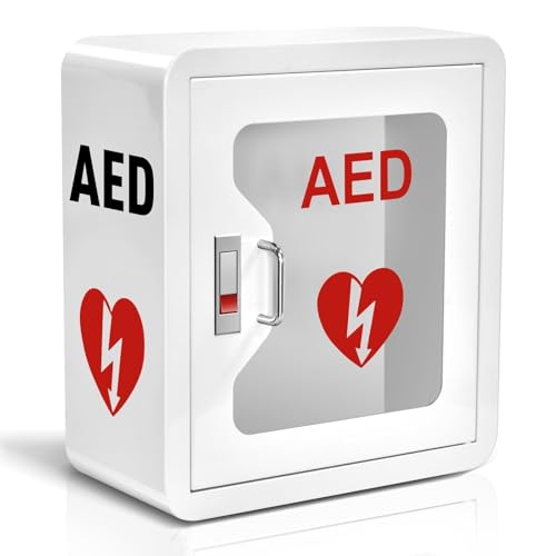 Armoire de défibrillateur AED, Armoire de Rangement Murale AED avec Verrouillage à Pression, boîtier en Acier Inoxydable avec fenêtre Transparente, Convient à Toutes Les Marques de AED(Round Corner)