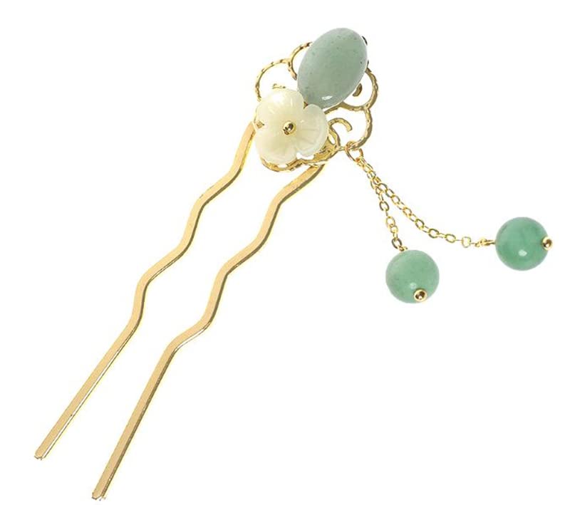 Pinzas para el pelo de flores de jade para mujeres y niñas, palillos retro Hanfu en forma de U, accesorios para la fabricación del cabello,