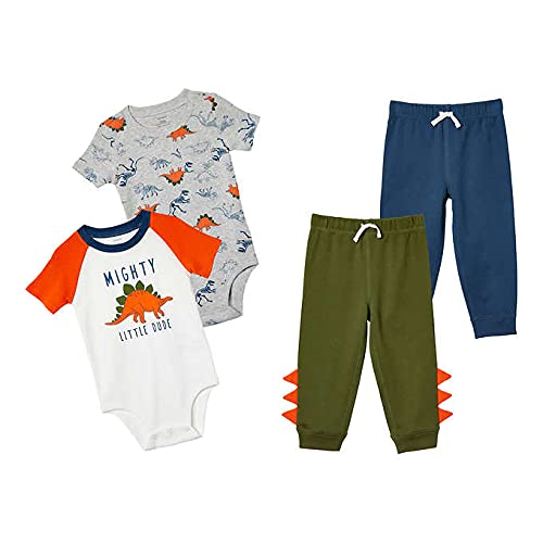 Carter's Conjunto de body y pantalón de 4 piezas para niños, forro polar verde con licencia oficial de star wars silent one crew., 3 meses