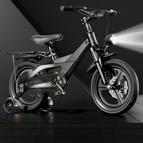 【Banefu】子ども自転車 14/16/18インチ、補助輪、 滑り止め幅広タイヤ、フロントとリアのダブルディスクブレーキ マグネシウム合金フレーム 安全耐久性 高さ調節可能 組立簡単男女兼用 3歳〜12歳対応 男の子 女の子 子供 小学生 誕生日プレゼン