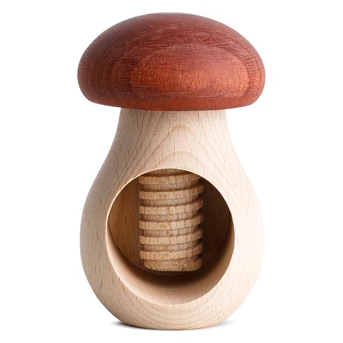 Creative Home Nussknacker Holz | Pilzförmig | 10 x 6 cm | Natürliches Buchenholz | mit Schraubmechanismus | Schraubgewinde | Massiv & Nützlich Nussknack Pilz