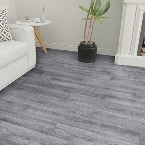 FLOREXP Vinyl Flooring - Lvt Flooring Peel and Stick Floor Tiles Dark Grey,2mm 7pcs Waterproof for Office Hallway Kitchen(1 m²,Dark Grey)