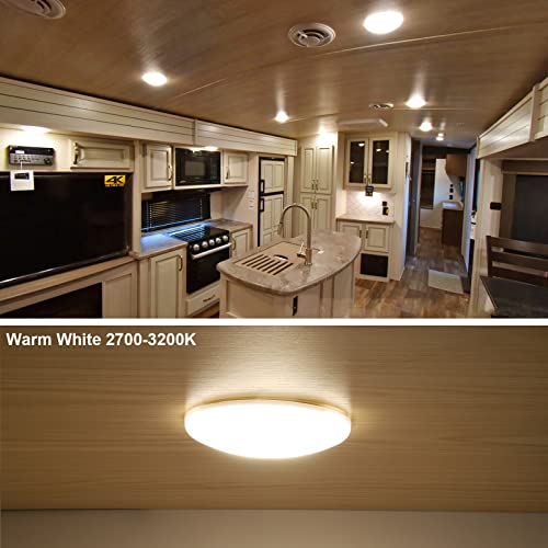 RVZONE 4.5 Inch RV LED Ceiling Puck Light RV Boat Interior Light DC 12V Surface Mount Ceiling Dome Light, 4.5W Panel Downlight for Camper Van Travel Trailer Motorhome (Warm Light, Pack of 5) by RVZONE - Used condition - Image 2