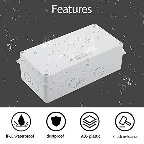 Lemotech Junction Box With Reserved Holes Abs Plastic Electrical Box Ip65 Waterproof Dustproof Project Enclosure For Electronics White 7.9 X 3.9 X 2.8 Inch #TOP3