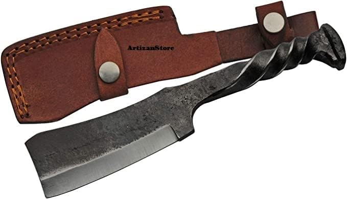 Medieval Iron Hunting Knife, 9'' inch With Leather Case Viking Knife