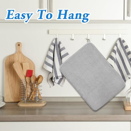 2 Pack Large Dish Drying Mat,24x17 Inch Absorbent Microfiber Dishes Drainer Mats,Dish Drying Pad for Countertops,Sinks,Draining Racks(Gray) by Meirrnyyu - Image 7