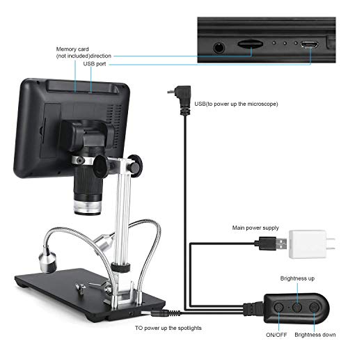 Andonstar Black Corlor 7 Inch Lcd 1080P Circuit Board Digital Microscope Ad206 With 200X Magnification Zoom For Phone Repair Soldering #TOP7