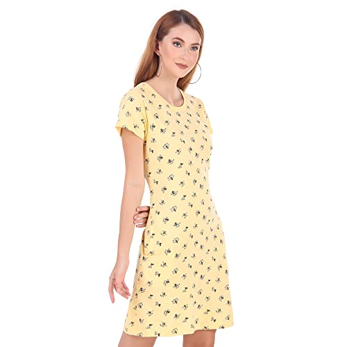 Image of Stories.Label Women Cotton Long T-Shirt Dress in Knee Length with Side Pockets Include Plus Sizes (Size S -5XL)