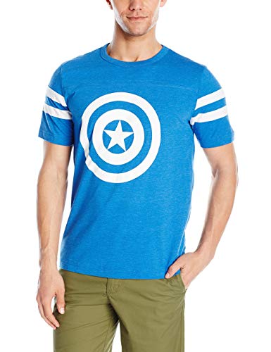 Marvel Men's Captain America Shield Reflective T-Shirt, Royal Heather/White, XX-Large