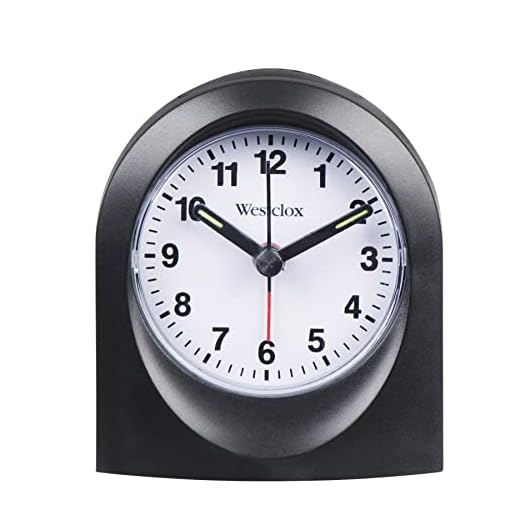 Westclox Quartz Alarm Clock for Adults, Compact & Reliable with Loud Alarm, Easy-to-Read Dial, Battery Operated – Black (3.08"W x 3.55"H)