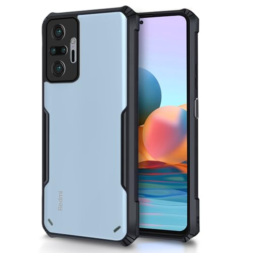 Image of Outlouders Back Cover for Mi Redmi Note 10 Pro /Note 10 Pro Max | Ultra Hybrid Transparent | Full Camera Protection | Raised Edge | Crystal Clear Bumper Case (Black)