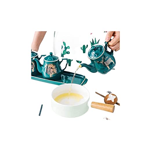 NTTNL Aceitera Dispensador de Aceite y vinagre, Juego de 3 Botellas de Aceite, vinagre de Salsa de Soja de cerámica de 400 ml, condimento de vinagrera líquida con Bandeja Cocina