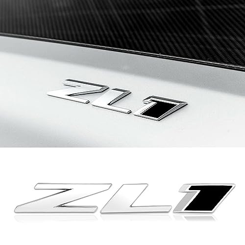 Image of 3D Raised Letters ZL1 Emblem Metal Side Rear Door with Adhesive Backing Fits for Chevy Camaro Rs Ss Automotive Decoration(Silver Black)