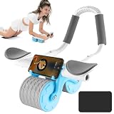 TOPRON Abdominal Roller Wheel, Neues Automatisches Rebound-Bauchrad mit Ellenbogenstütze, Stabilen DoppelräDern Bauchtrainer mit Kniematte Perfektes Heim-Fitnessgerät für Männer und Frauen-Blau