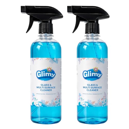 Image of GLIMY Glass & Multi-Surface Cleaner Spray Pack of 2 x 500 ml | Cherry Blossom Fragrance for Fresh & Pleasant | Crystal Clear Finish, Easy Wipe Cleaning, Streak-Free Shine No Smudges | Fast-Dry Formula