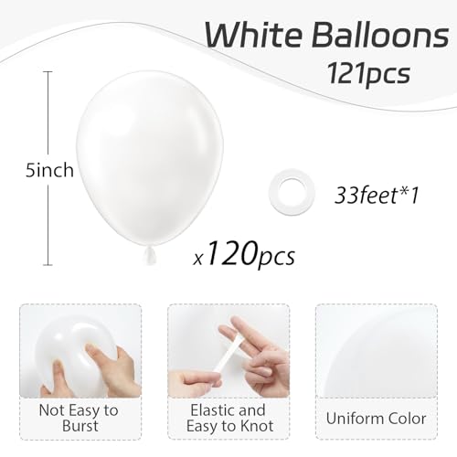 Image of Awenztech 120pcs 5 inch White Latex Balloons