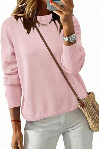 Arach&Cloz Women's Sweaters 100% Cotton Crew Neck Early Fall Winter