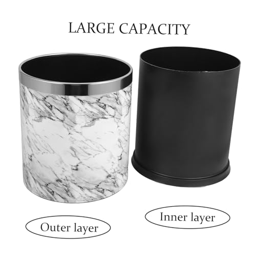 Caneca de basura rectangular sin tapa color blanco mármol miniatura 3