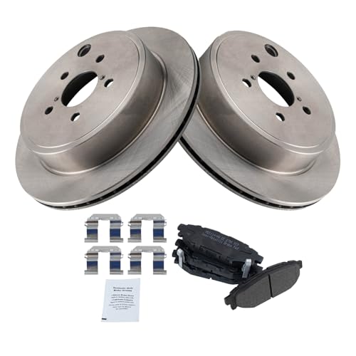 Image of TRQ Rear Brake Pad and Rotor Set Semi Metallic Rotors Compatible with 2010-2014 Subaru Legacy
