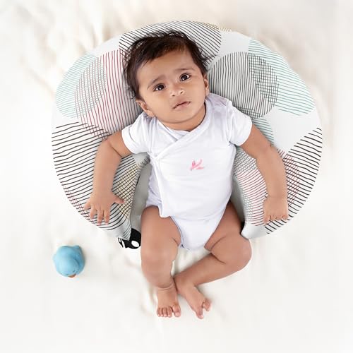 Image of Wakefit Feeding Pillow for New Born Baby | 3 Months Warranty | 5 in 1 Nursing Pillow for Breastfeeding with Cotton Removable Cover | Moonsine, Multicolor