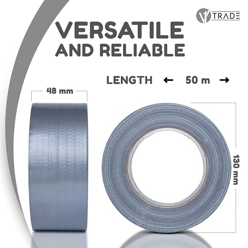 V1 TRADE Panzertape Silber 48mm x 50m - Panzerband extra stark wasserfest für innen und außen geeignet - Duct Tape mit einfacher Handhabung & rückstandsfrei entfernbar
