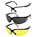 3 Pairs Combo Bifocal Safety Reading Glasses - Assorted Colors Clear Black Yellow Lens - With Side Cover (Diopter +2.00)