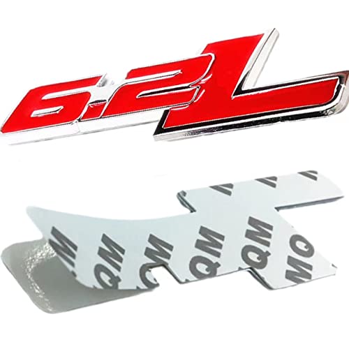Image of Zinc Alloy Chrome 6.2L Emblem Badge 3D Engine Trunk Door Fender Bumper Auto Sticker Decal for 2 X (Silver)